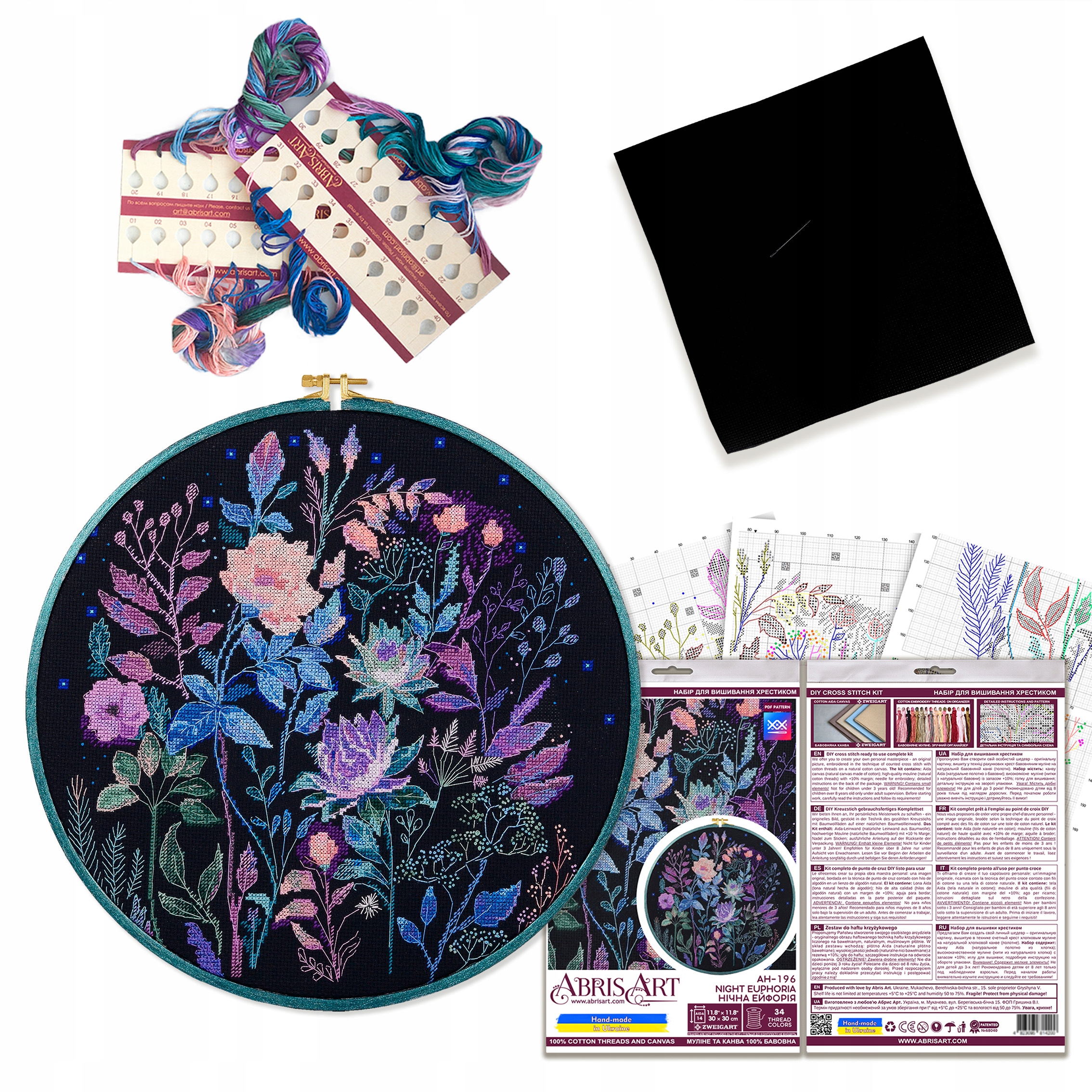 Sada pro vyšívání křížem "Night euphoria" 300x300 mulinové jehlové plátno