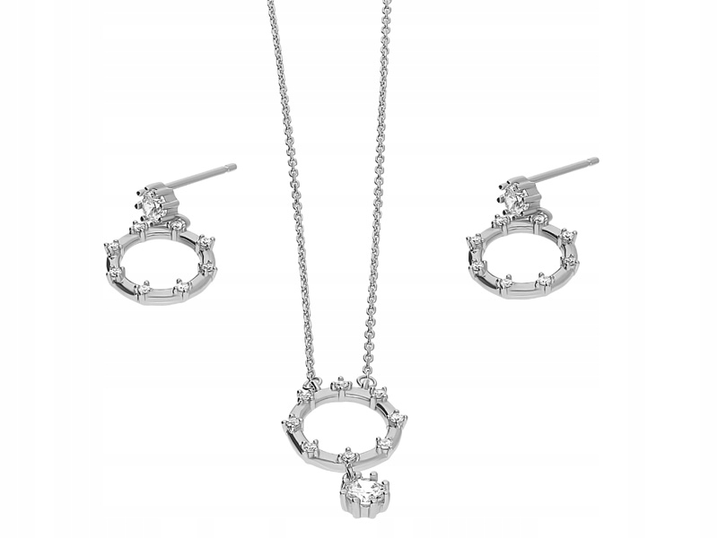 Stříbrný komplet šperků 925 kroužky se zirkonem, módní vzor jako dárek