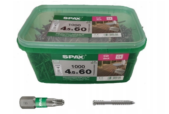 Terasový Šroub (1000) Wirox C4 4.5*60 MM Spax-d Bit T20 4531720450619 Spax