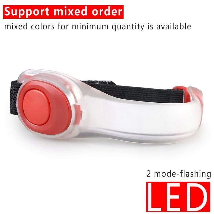 ŚWIECĄCA MIGAJĄCA OPASKA LED na ramię do biegania Model Opaska odblaskowa na ramię LED
