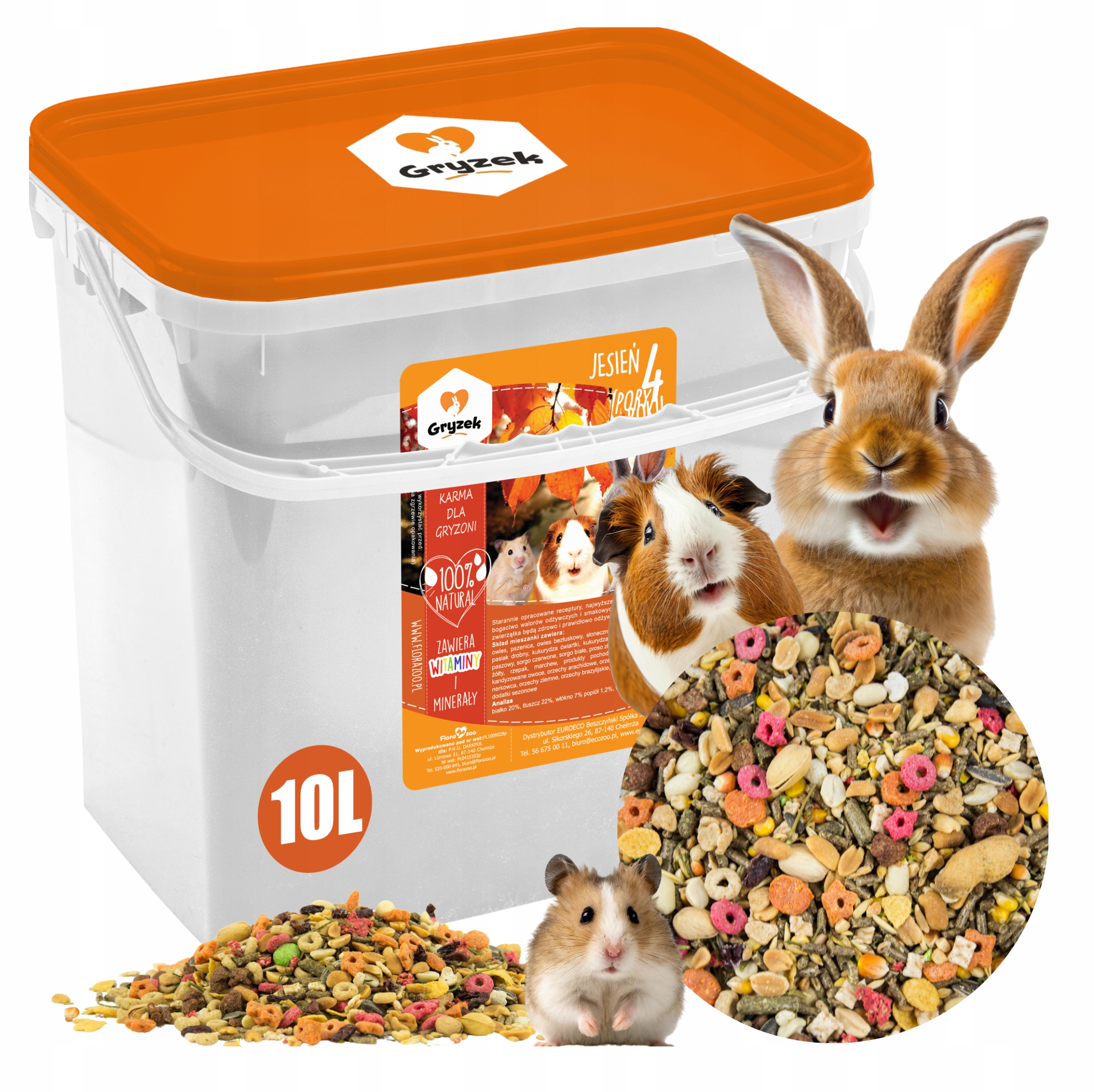 NATURALNY POKARM KARMA DLA KRÓLIKA ŚWINKI GRYZONI 4 PORY ROKU JESIEŃ 10L