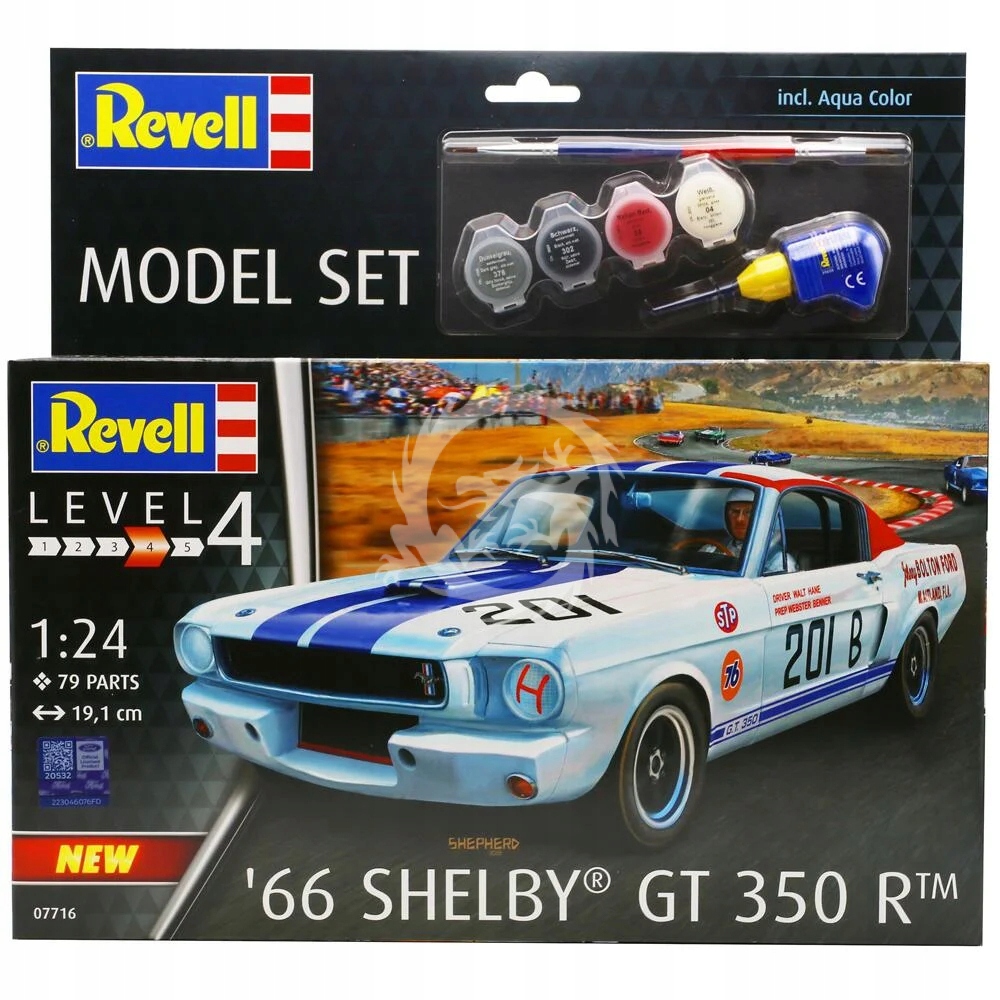 1966 Shelby Gt 350 barvy a lepidlo R Revell 67716 měřítko 1/24