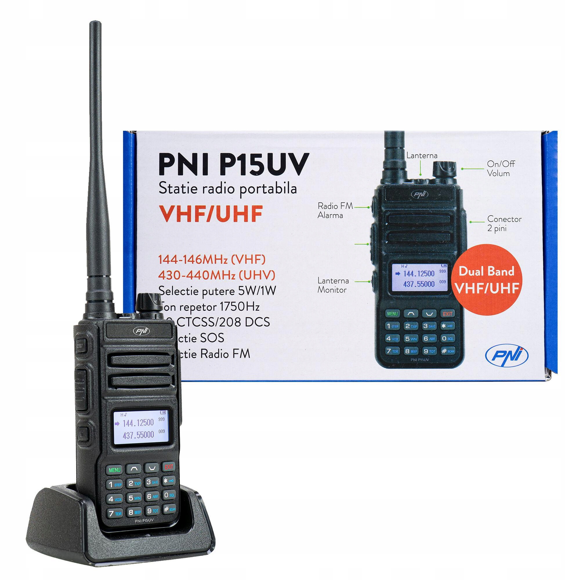 Radiostacja Vhf/uhf Pni P15UV144-146MHz 430-440Mhz, 999CH bateria 1500mAh