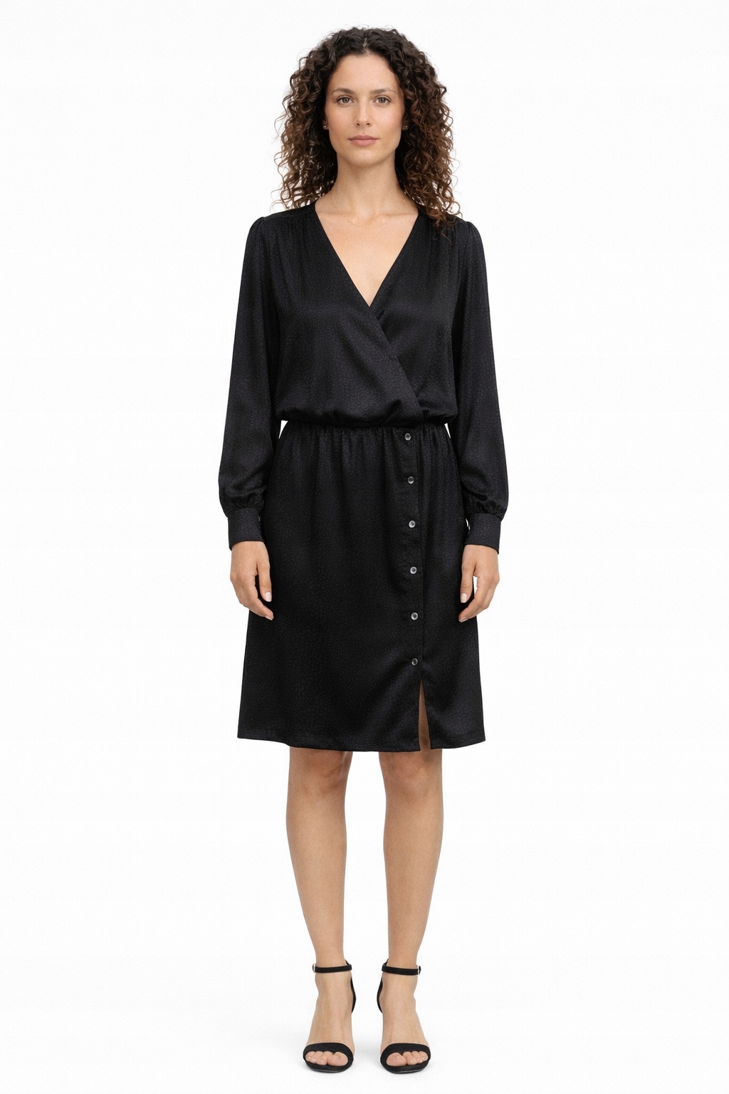 Morgan Černá Šaty S Obálkovým Výstřihem A Řasením 36 I4C