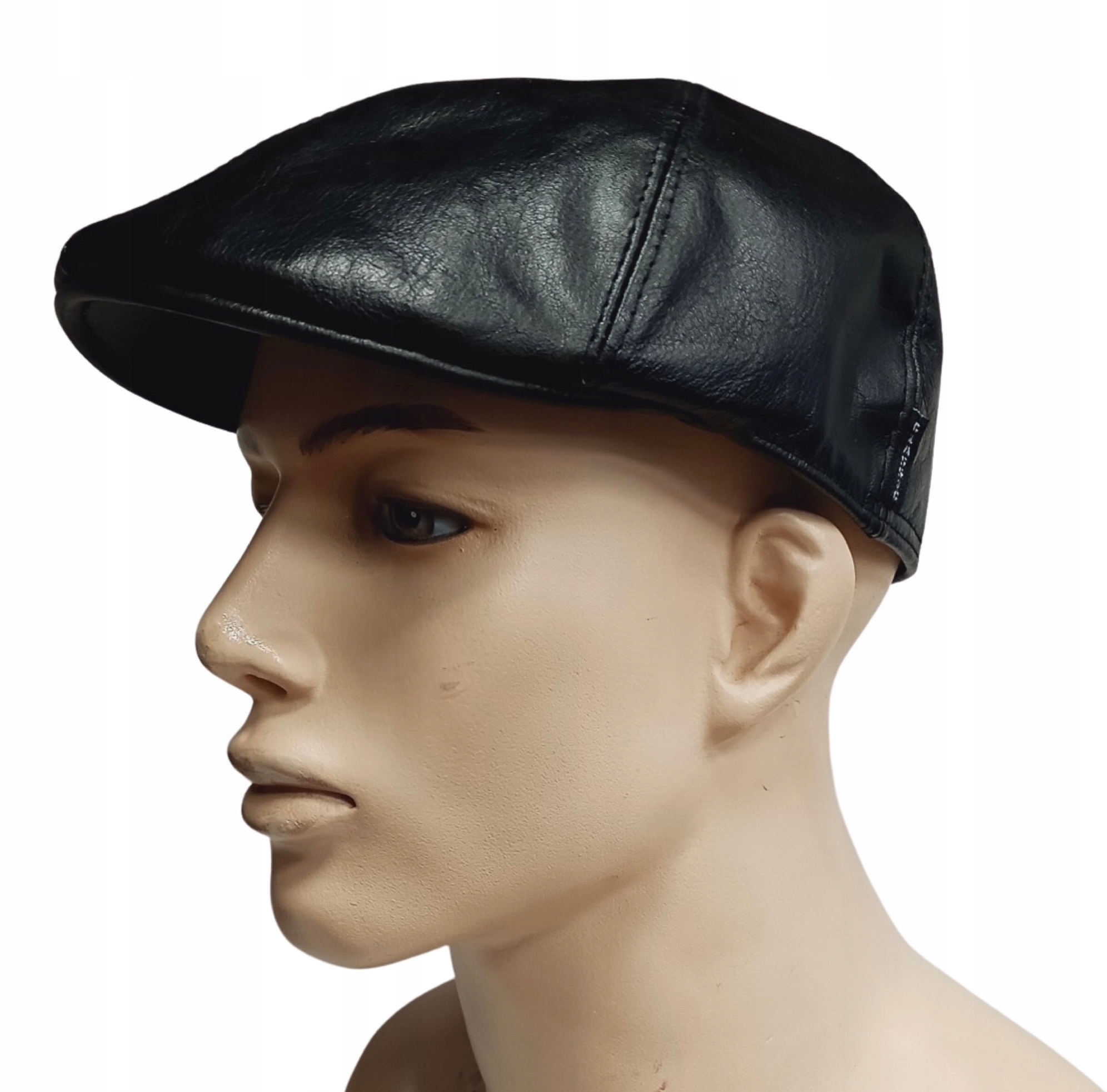 Černá kožená čepice pánská kožená čepice, 56 cm, kůže, Polský Výrobek