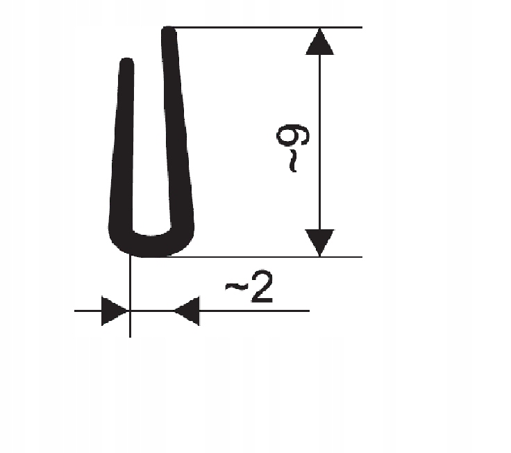 Uszczelka krawędziowa, na rant 2mm POPIEL Numer katalogowy części 2mm