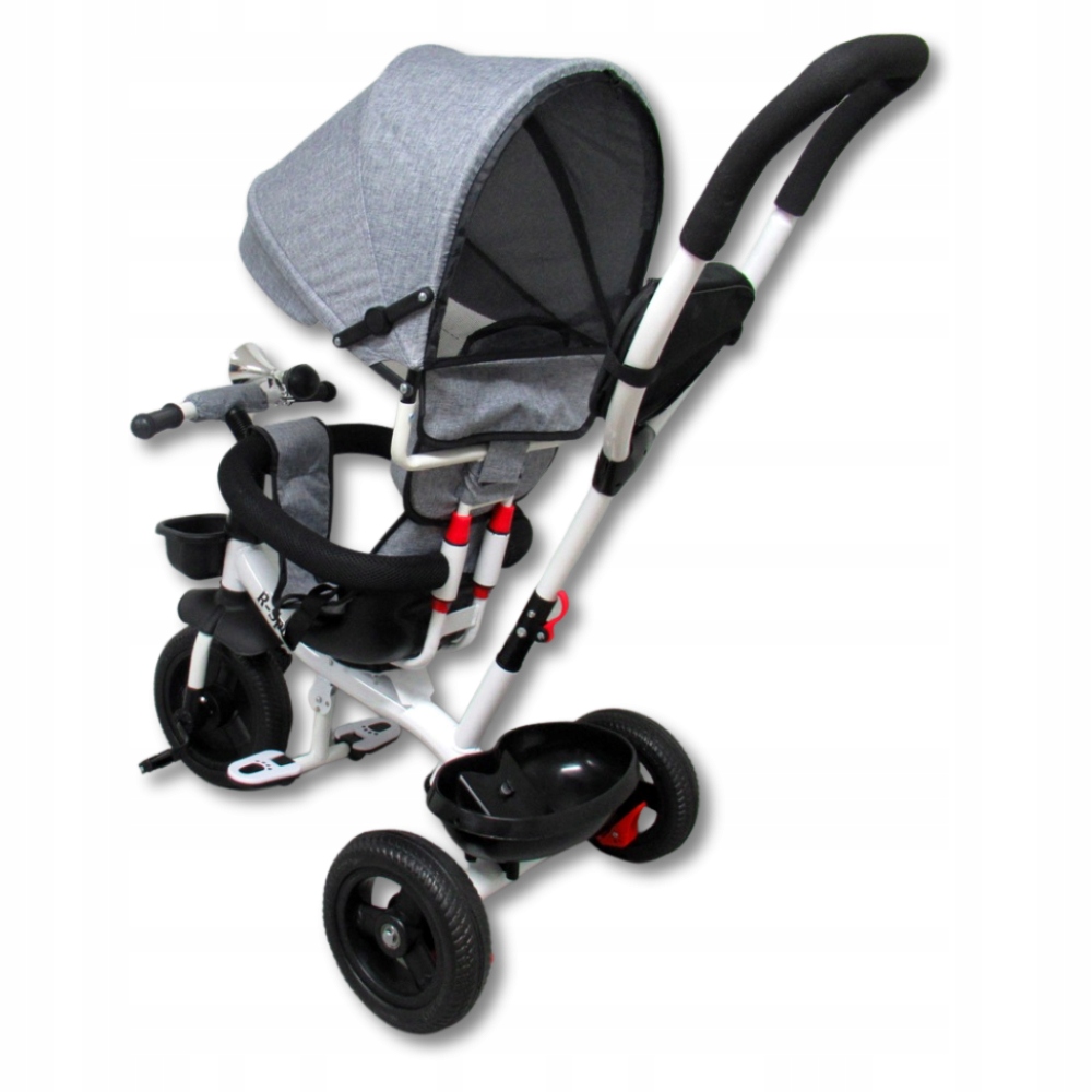 ROWEREK TRÓJKOŁOWY DLA DZIECI OBRACANY PCHACZ SPACERÓWKA SZARY NA ROCZEK Model T-4