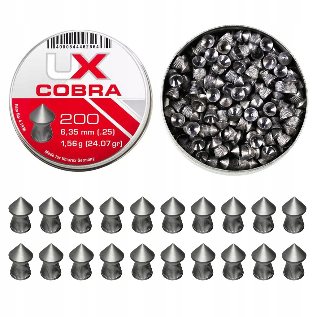 Śrut diabolo Umarex Cobra Pointed Ribbed 6,35 200