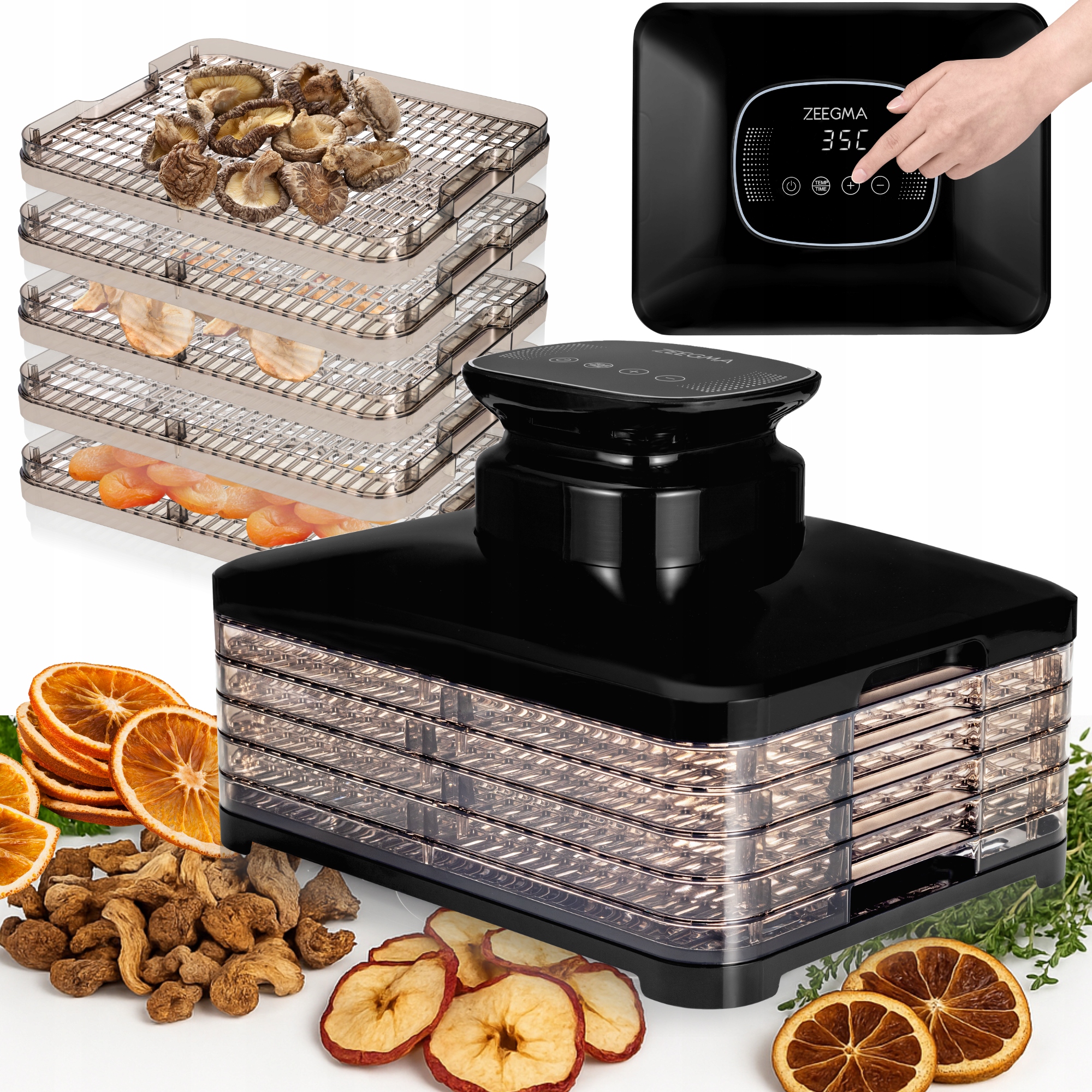 Suszarka spożywcza Duża Suszarka do grzybów owoców żywności 5sit Timer 400W