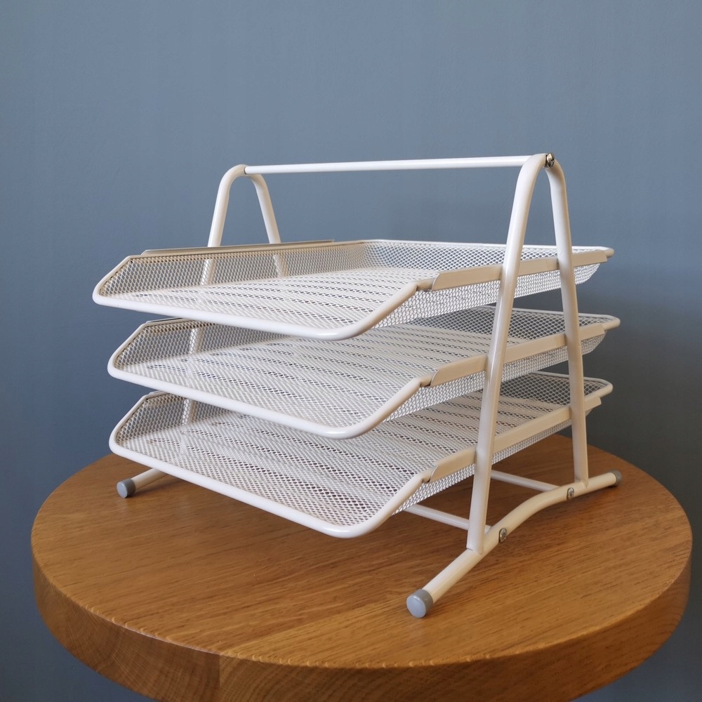 ORGANIZER na biurko SZUFLADY NA DOKUMENTY zestaw 3 szuflad SIATKA BIAŁE Format A4