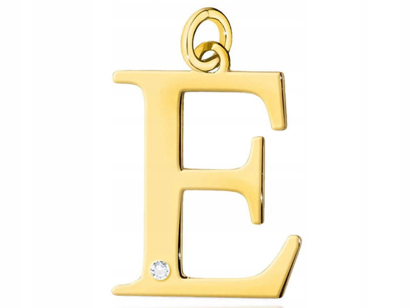 Zlatý přívěsek 585 písmeno E s diamantem na řetízek a přívěskem