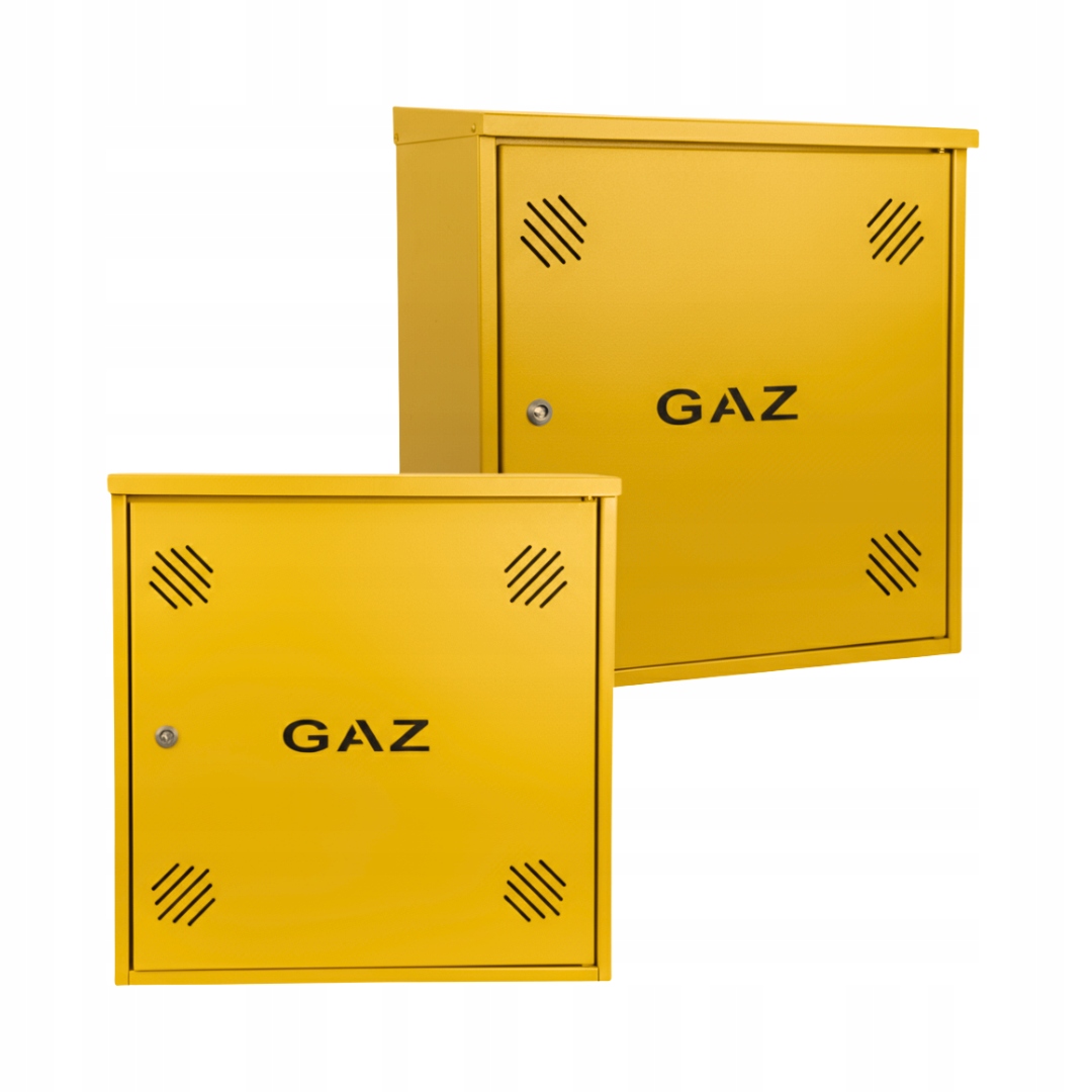 Szafka PUNKT GAZOWY aluminium 600x600x250 mm na 1 gazomierz ŻÓŁTA z PODSTAWĄ