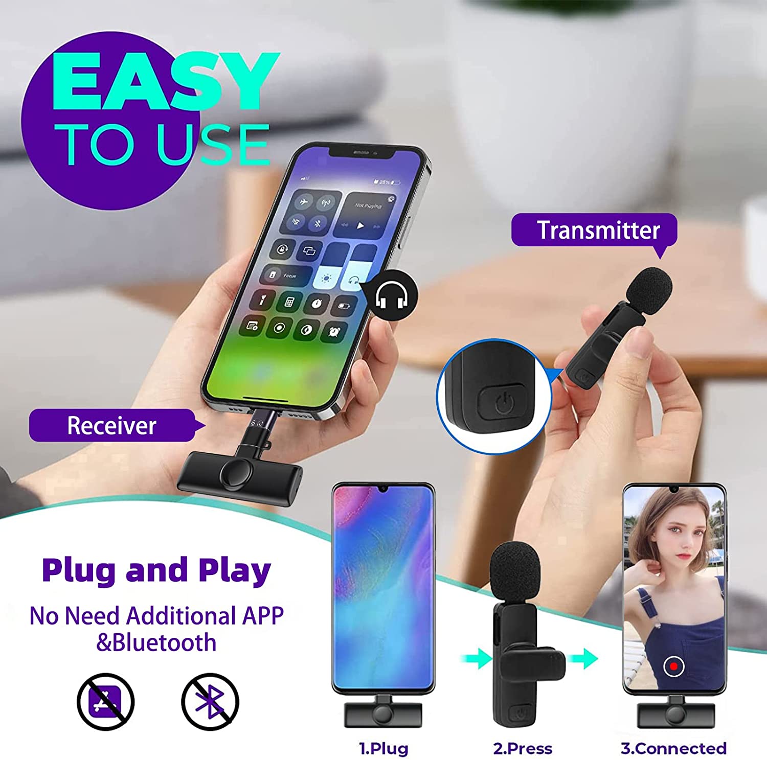 BEZPRZEWODOWY 2X MIKROFON KRAWATOWY DLA IOS IPHONE EAN (GTIN) 00798439334840