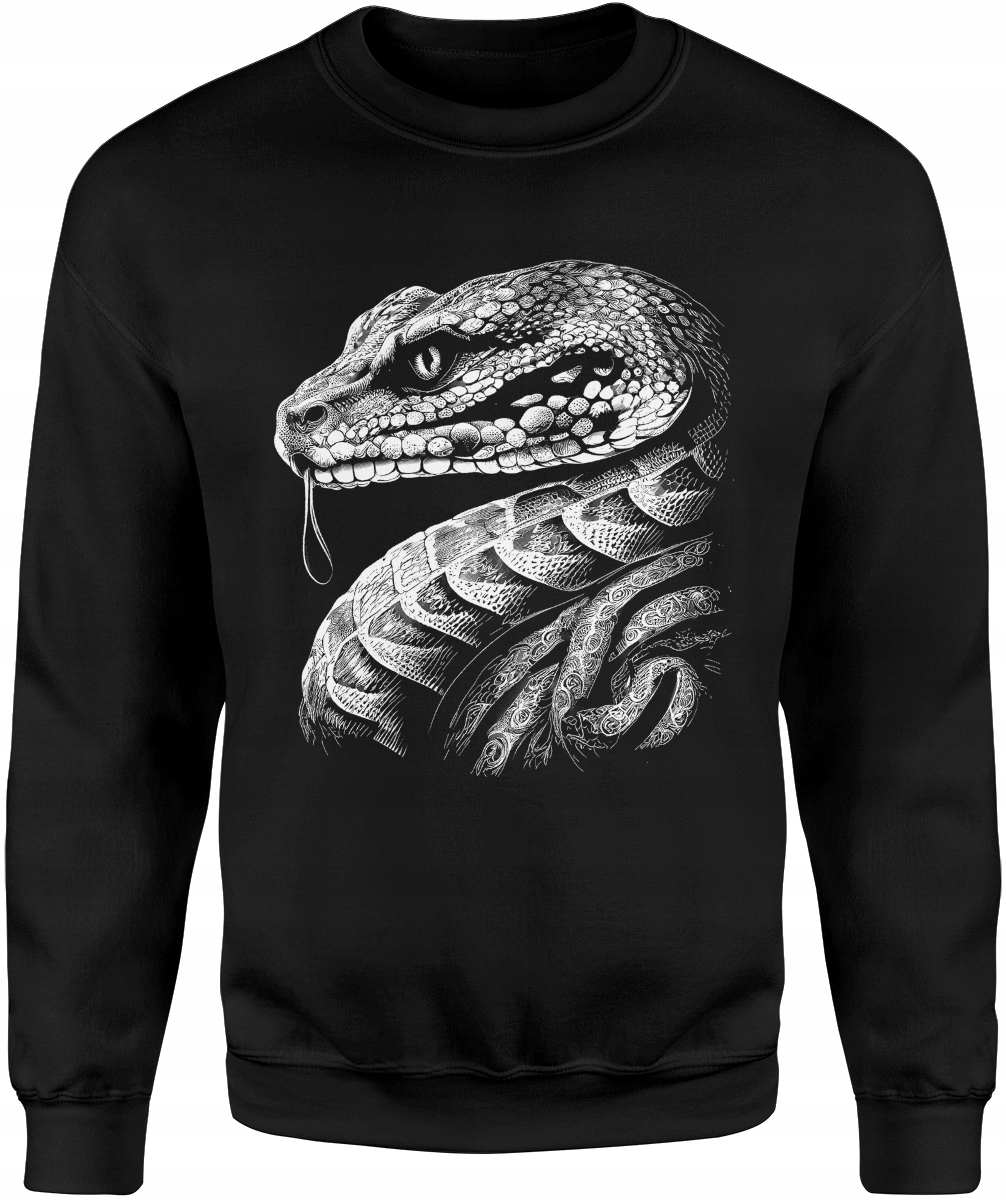 

Wąż Bluza Męska Z Wężem Vintage Nadrukiem Roz L