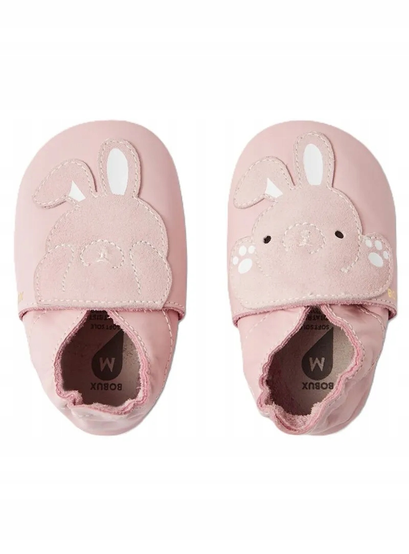 Skórzane Kapcie Bobux Soft Sole Peek a Boo Bunny Ballet Pink XL