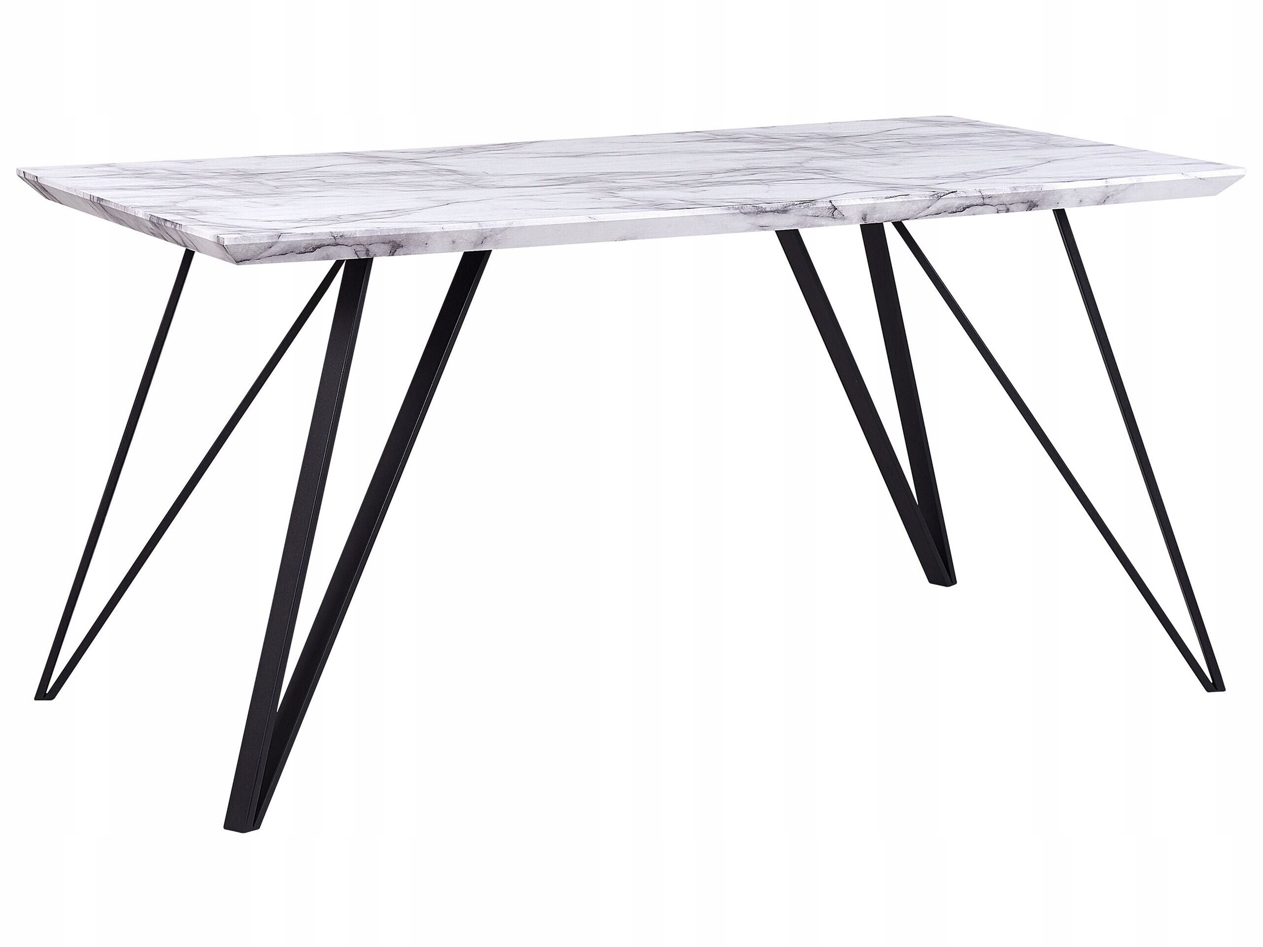 Stół do jadalni efekt marmuru 150x80 cm biały