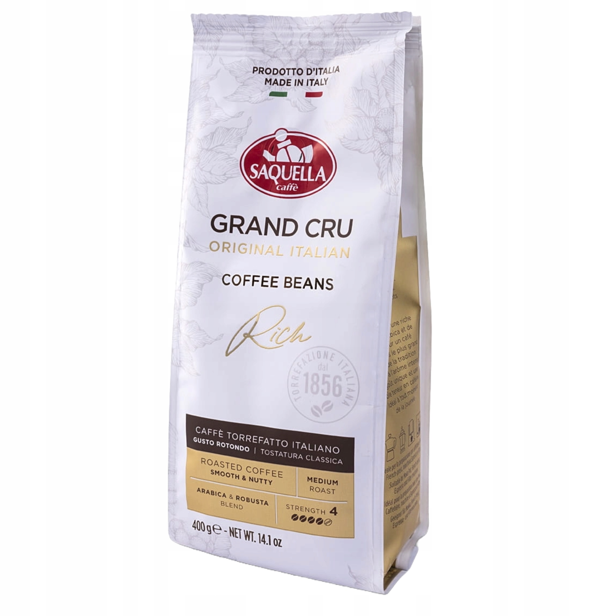 Saquella Káva zrnková směs Grand Cru Rich Italian 400g Italská