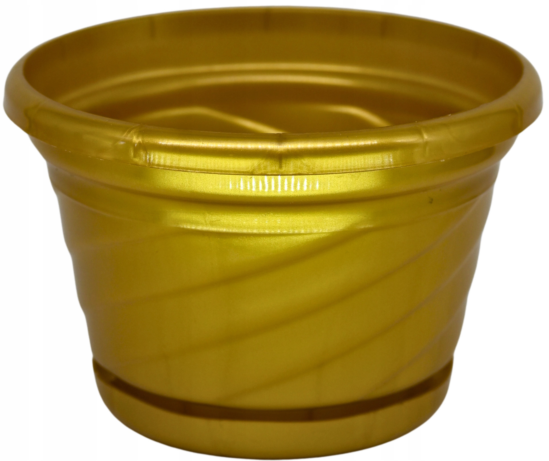 Nowoczesna doniczka z podstawką 19 cm, Eko, UV Odporna, Złota