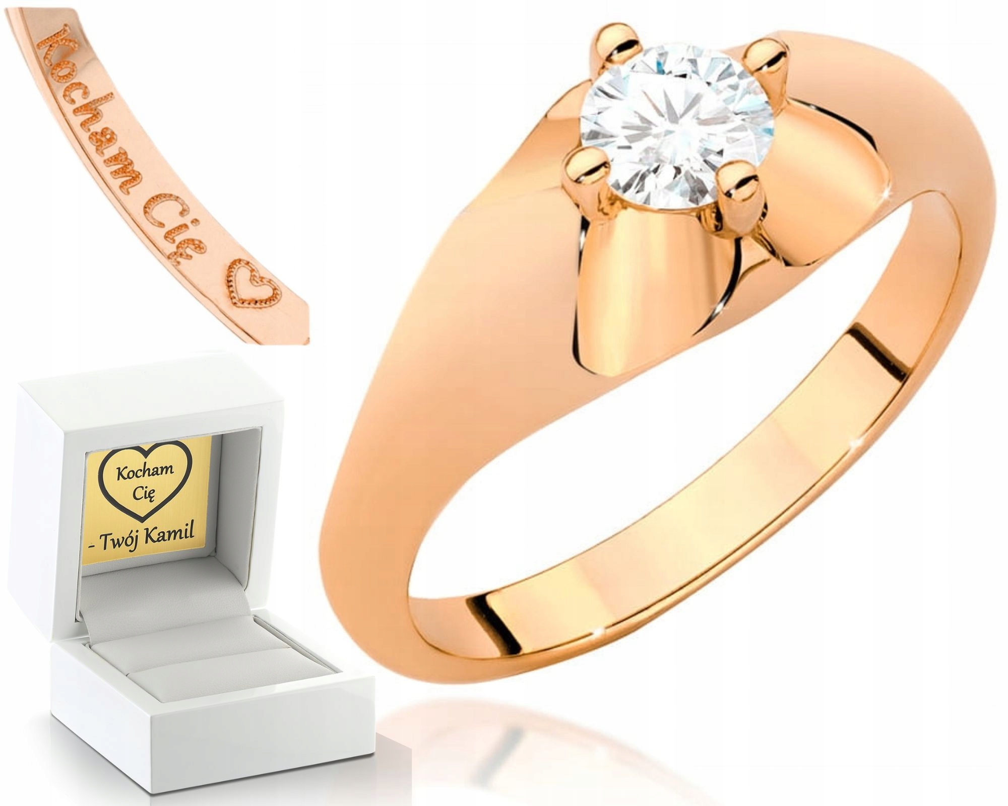 Růžové Zlato Prstýnek S Briliantem 585 Gravírování Diamant