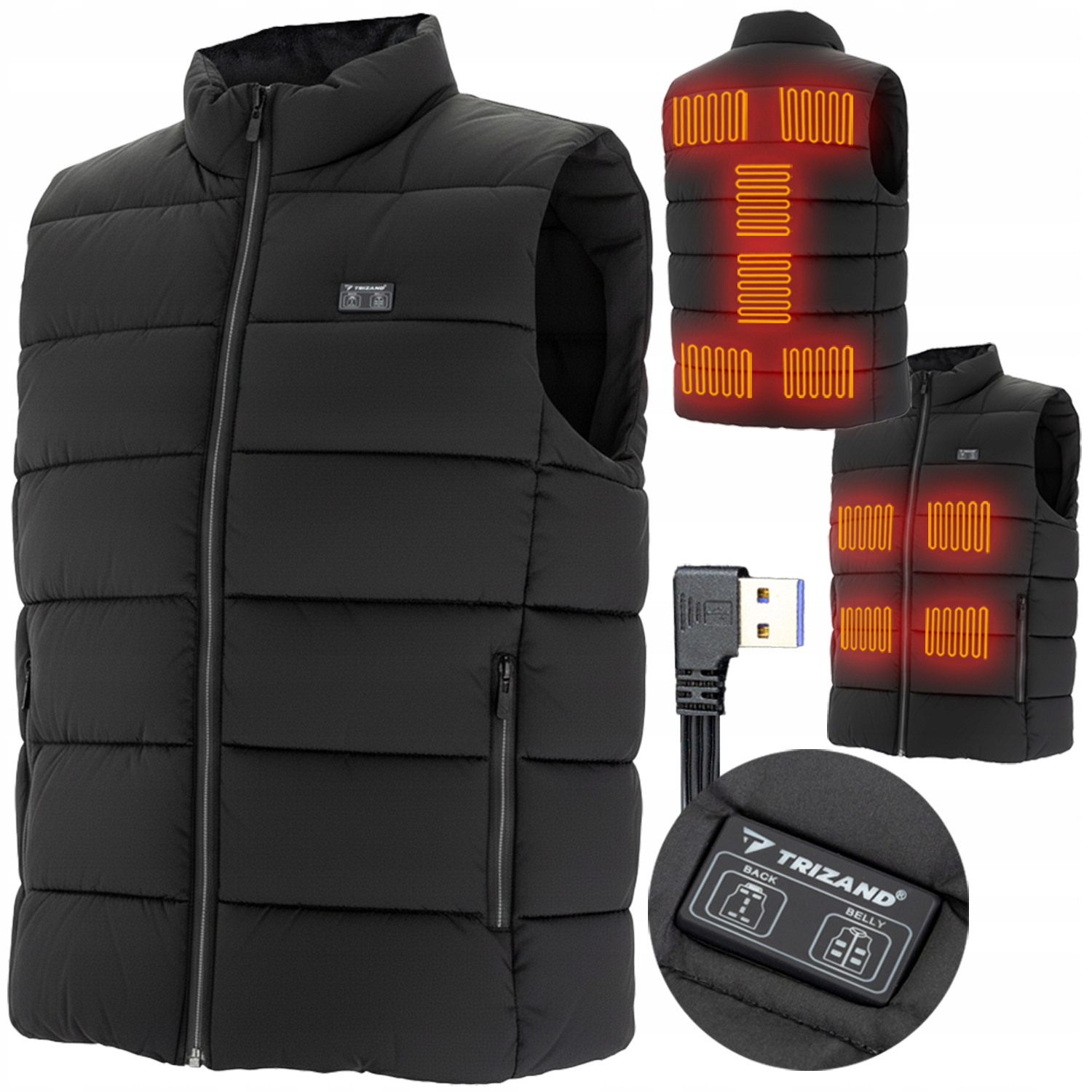 Pánská vesta Trizand Bunda Bez Rukávů vyhřívaným uchycením Trizand Usb
