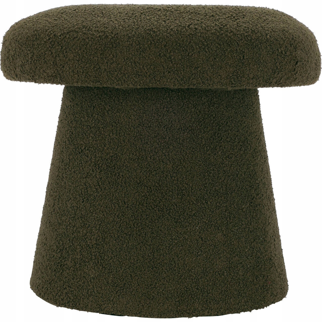 Taburet Čalouněná Houbou Teddy Boucle Olivová Ø43X38 CM Podnožka