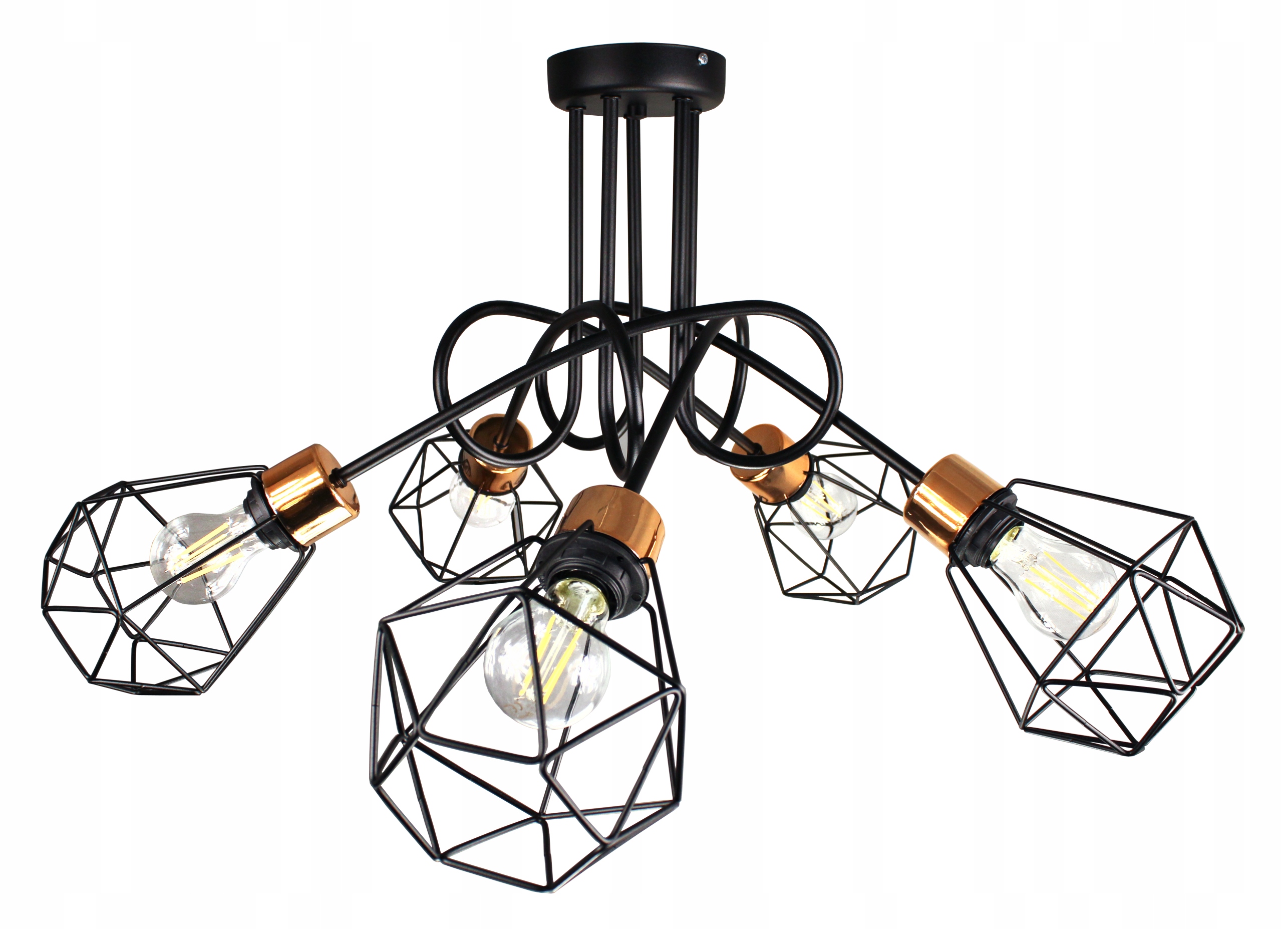Lustr Stropní Svítidlo Edison Drátěná Černá Led