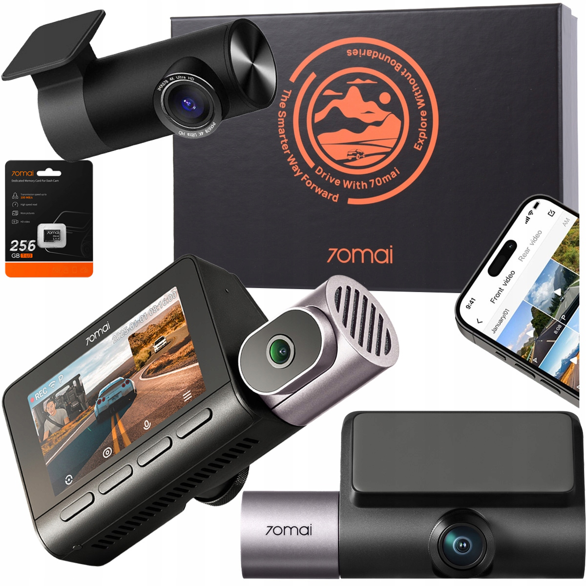 70mai Kamera samochodowa T800 przód wnętrze tył 256GB+ Pudełko