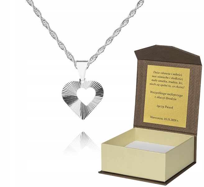 925 Stříbrný Řetízek 55 cm Srdce Dedikace S1Z77
