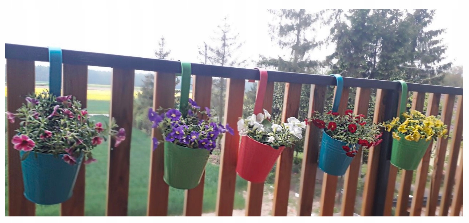 OSŁONKA DONICZKA METALOWA Z HAKIEM WISZĄCA WIESZAK KOLORY NA BALKON Szerokość produktu 13 cm