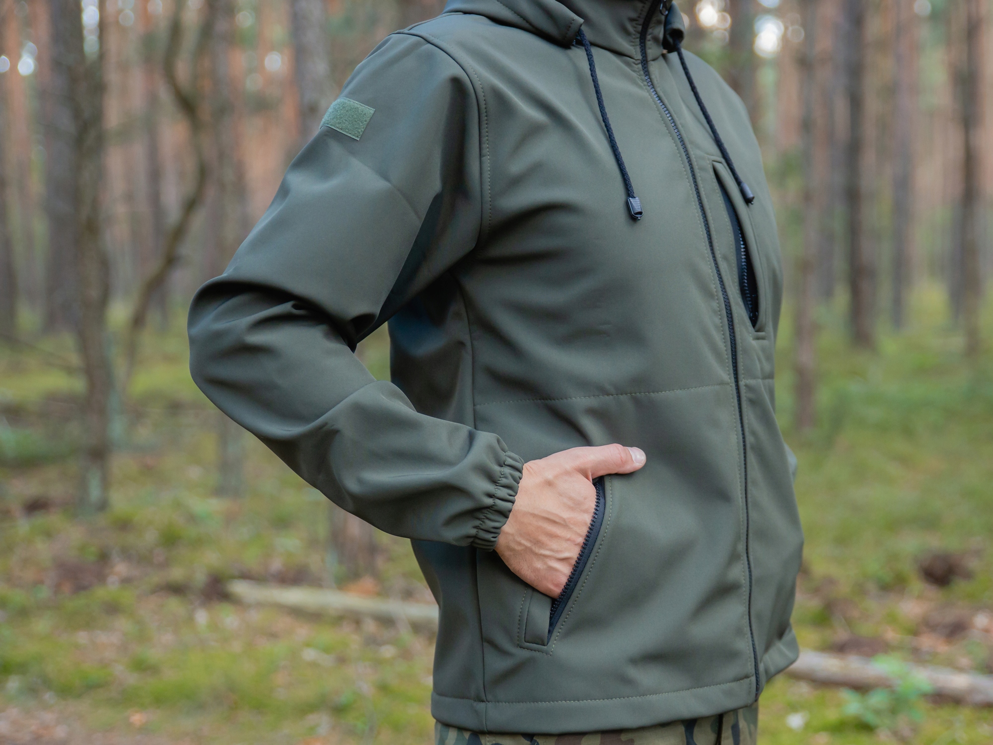 Kurtka SOFTSHELL Olive WODOODPORNA z kapturem r. S Rodzaj softshell