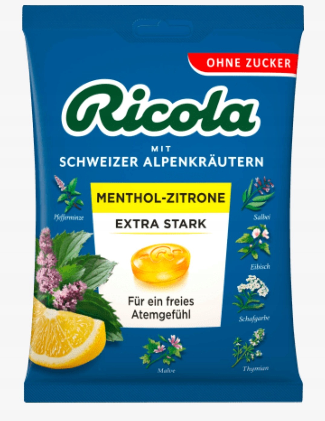 Ricola cukierki Mięta Cytryna extra 75g. bez cukru