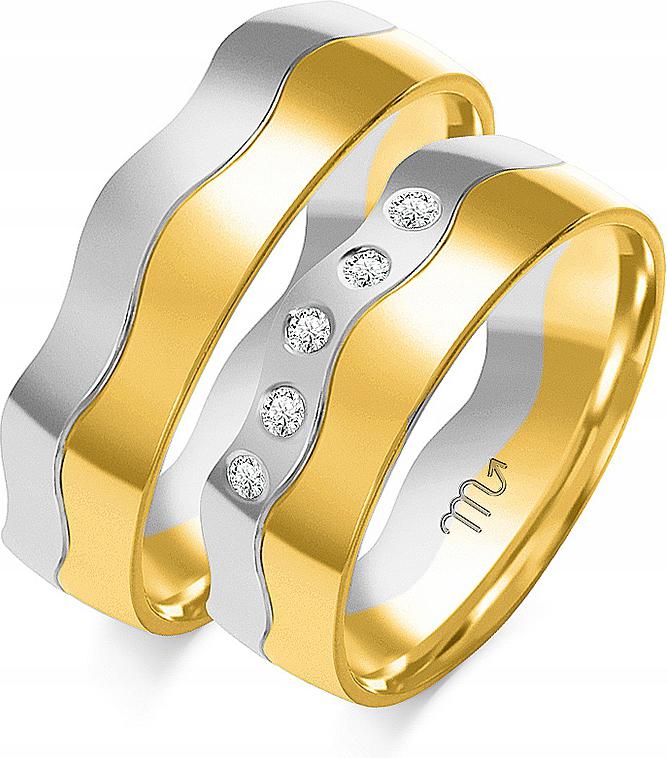 Zlatý snubní prsten na svatba pro pár 14K 585, rok 29 30 31, módní svatební kolekce