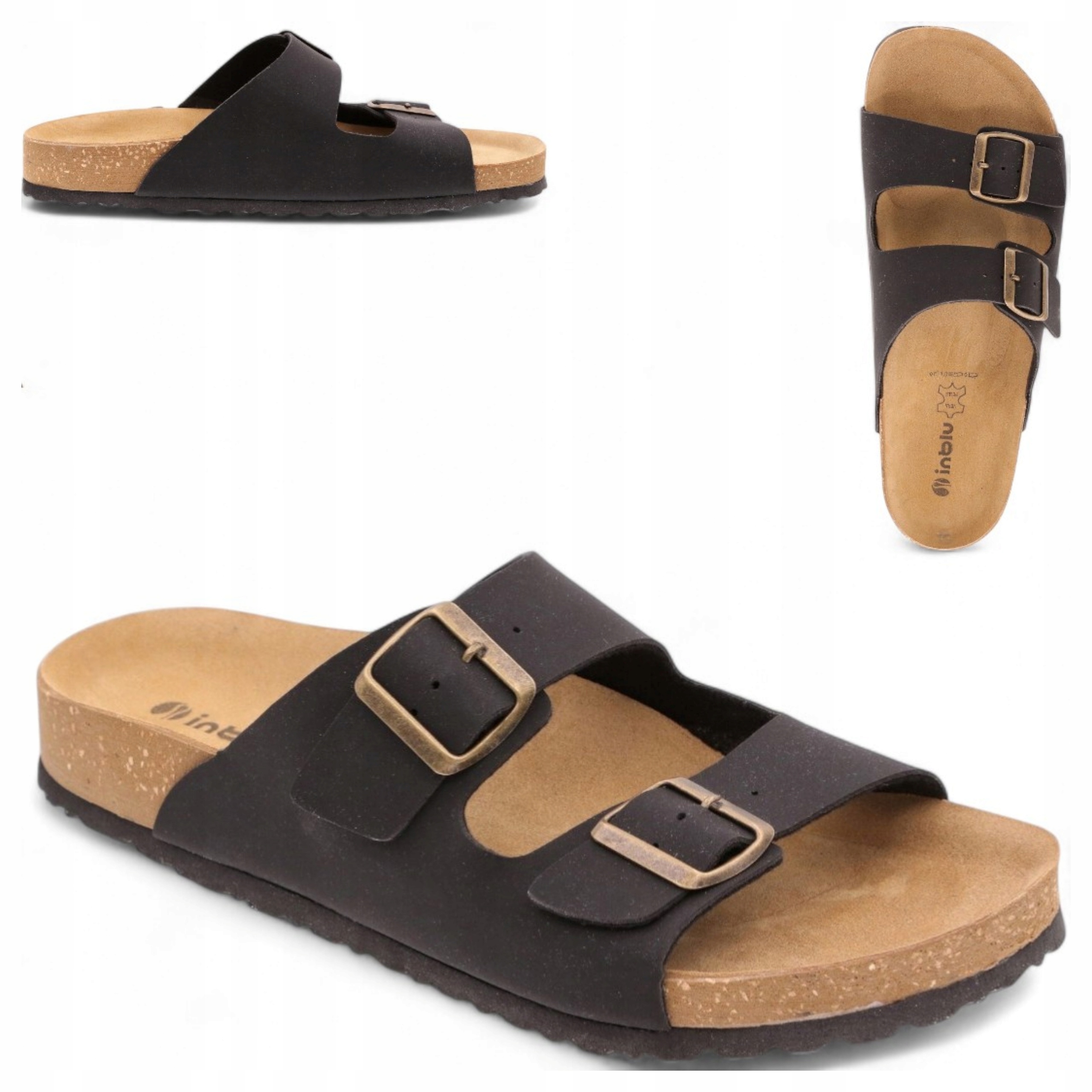 44 Inblu Pánské Pantofle Letní Černé Lehké Pohodlné Nastavitelné Spony