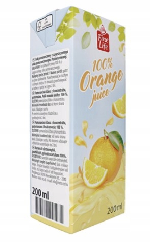 Levně Fine Life Pomerančový džus 27 x 200 ml