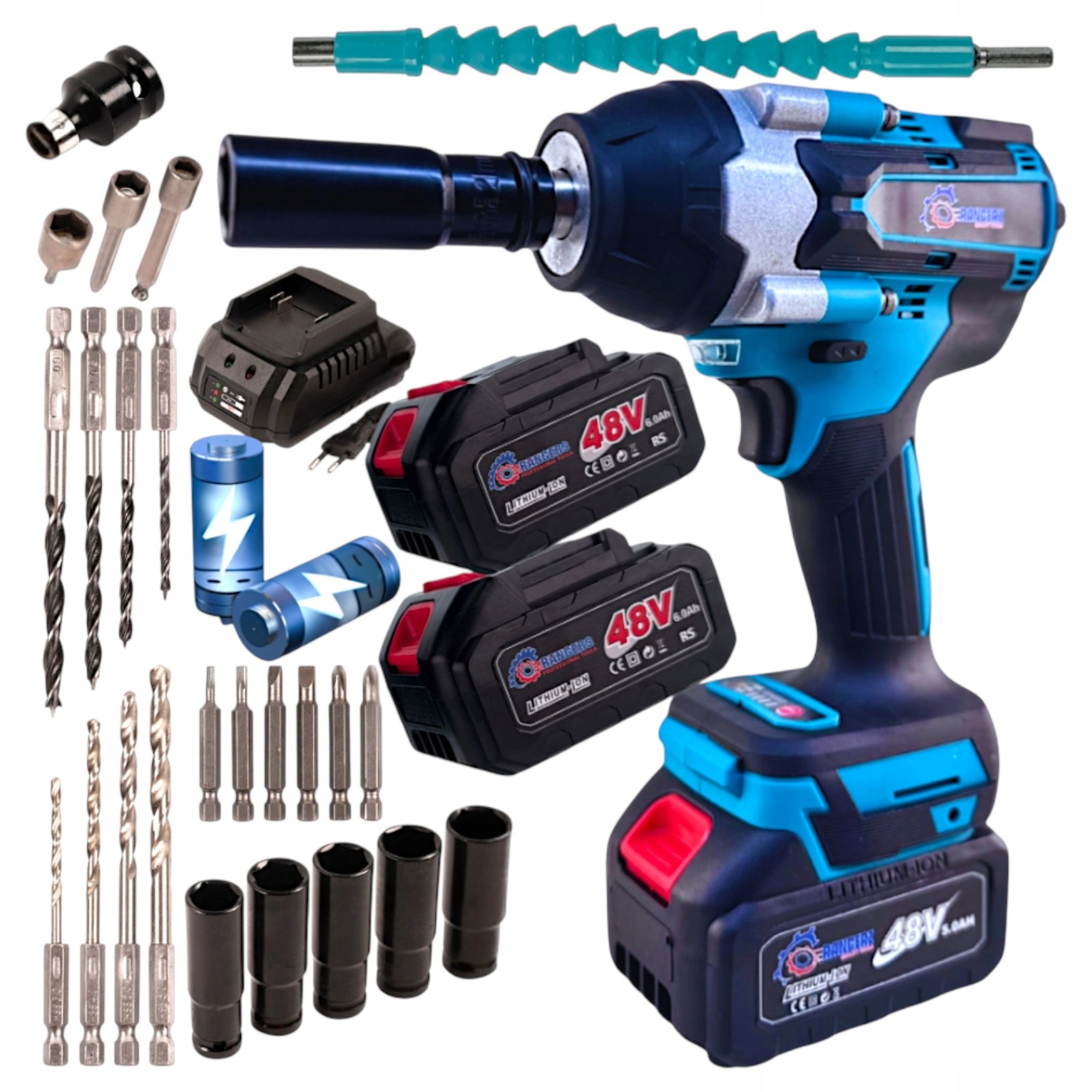 Silný Rázový Utahovák Akumulátorový Šroubovák Na Kola 2X 6AH +1100NM Plus