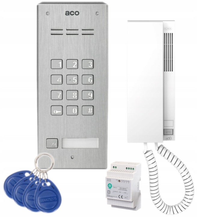 Domofon Zestaw Aco Natynkowy Rfid Szyfrator Kod Breloki Słuchawka