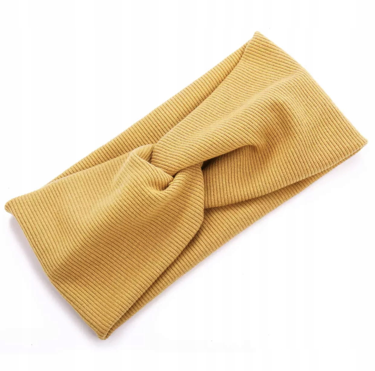 

Opaska na głowę żółta prążki turban węzeł supeł