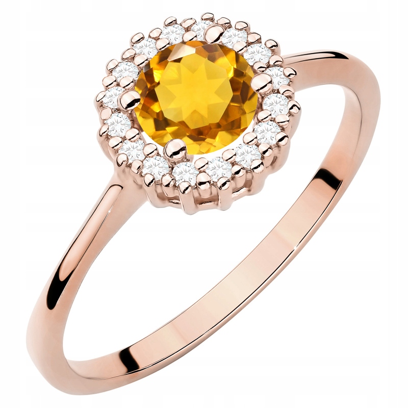 Zlatý Prstýnek pr. 585 14k s brilianty a citronem 0,50ct