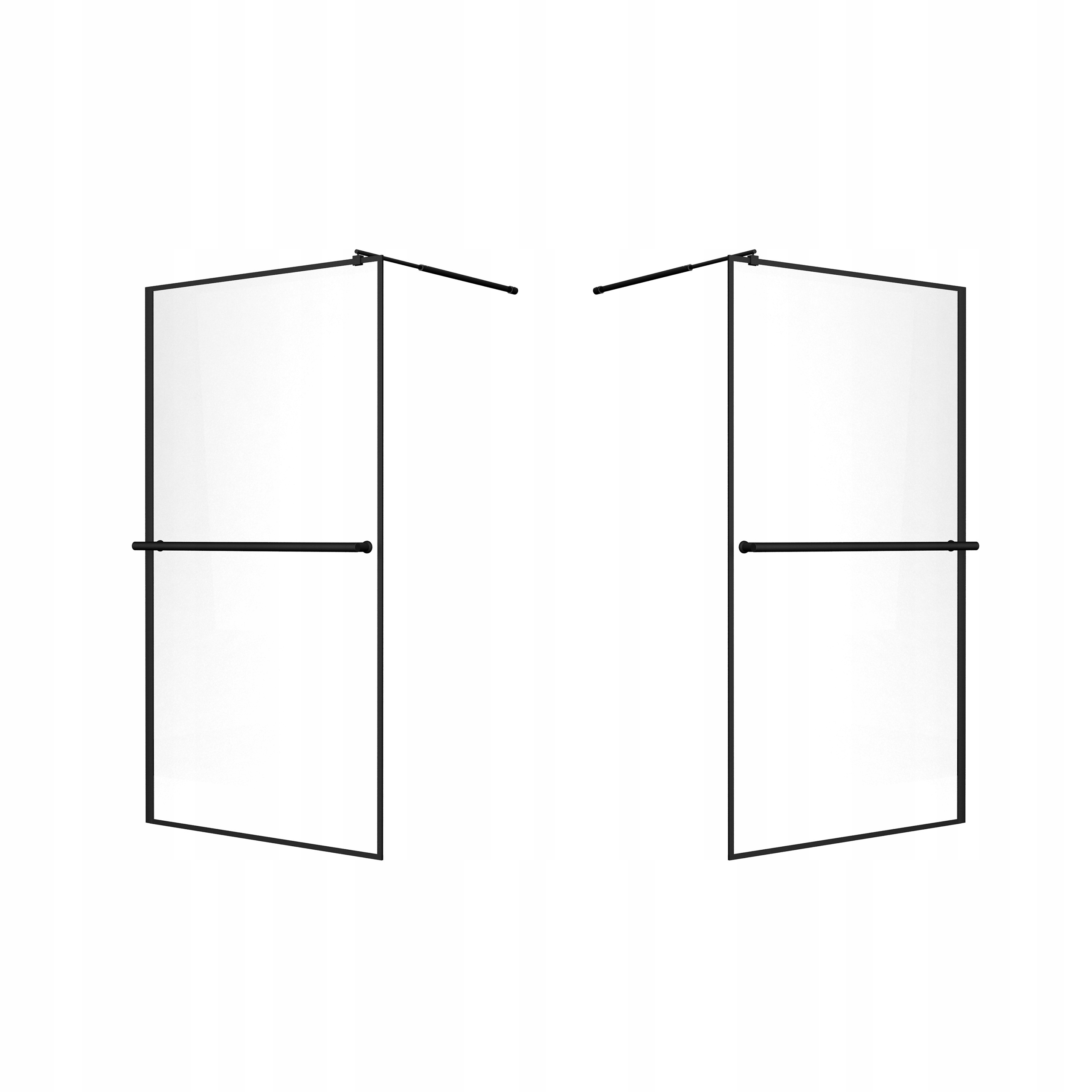 ŚCIANKA SZYBA PRYSZNICOWA WALK-IN 90 CM CZARNA DRZWI KABINA SZKŁO 8MM ESG Mocowanie uniwersalne