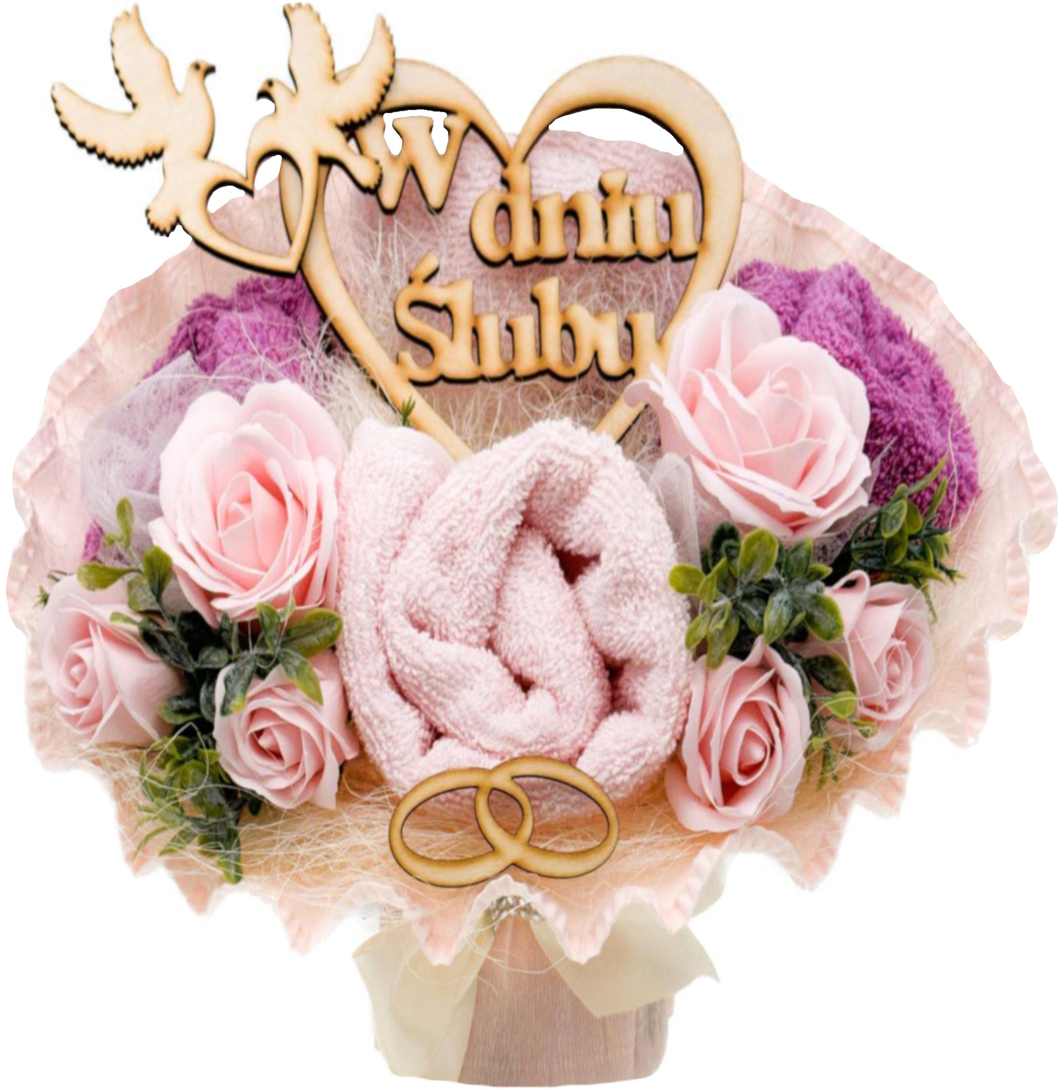 

Piękny bukiet z Dużych ręczników na Ślub