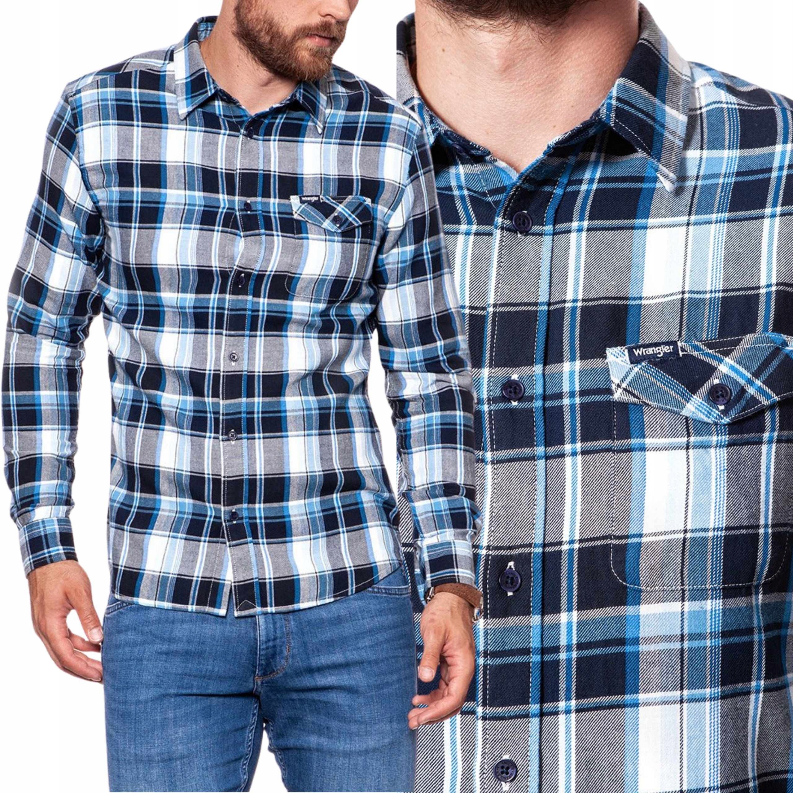 Wranger koszula blue Ls 1PKT Flap Shirt 38 M