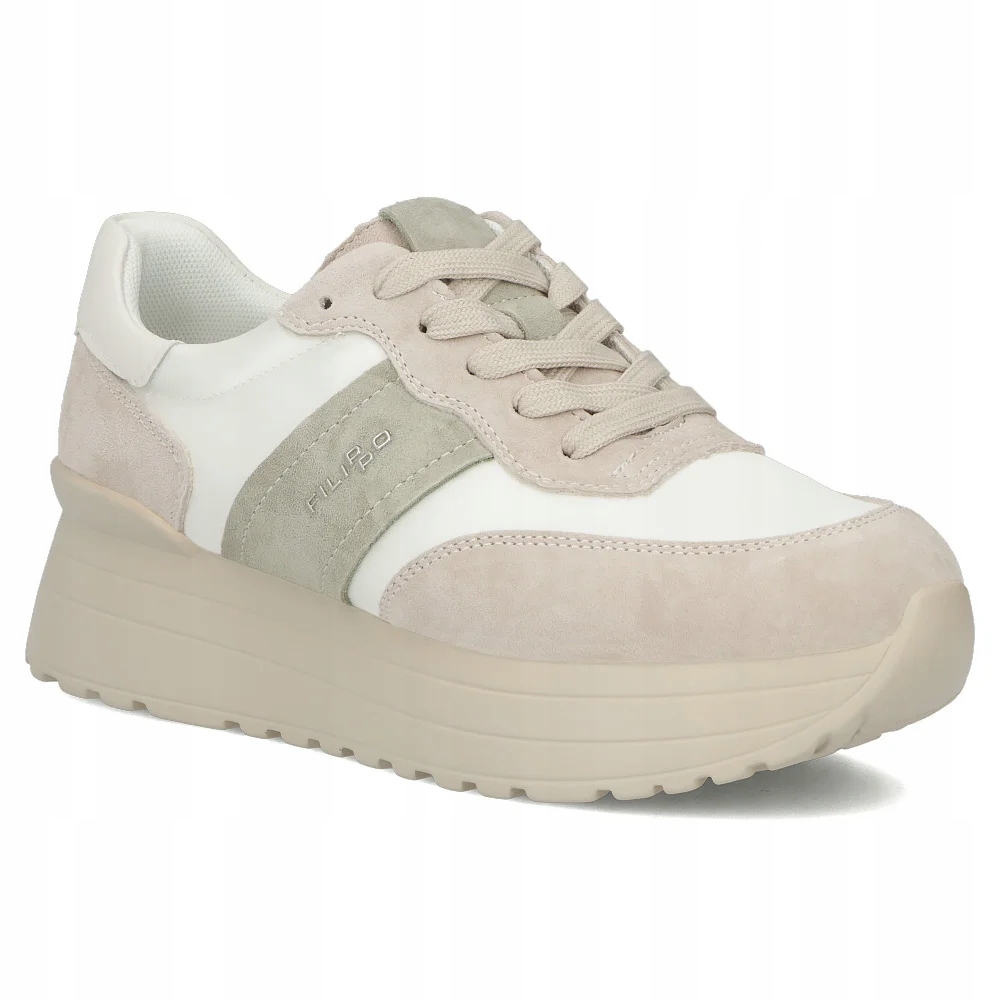 Skórzane sneakersy damskie buty sportowe Filippo biało-beżowe r.37