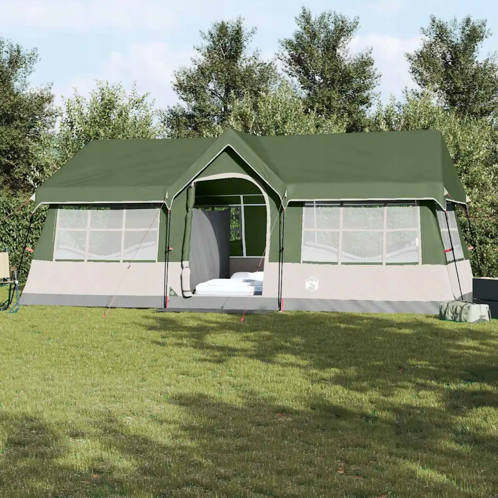 vidaXL Rodinný stan se střechou Zelená a béžová 622 x 295 x 238 cm