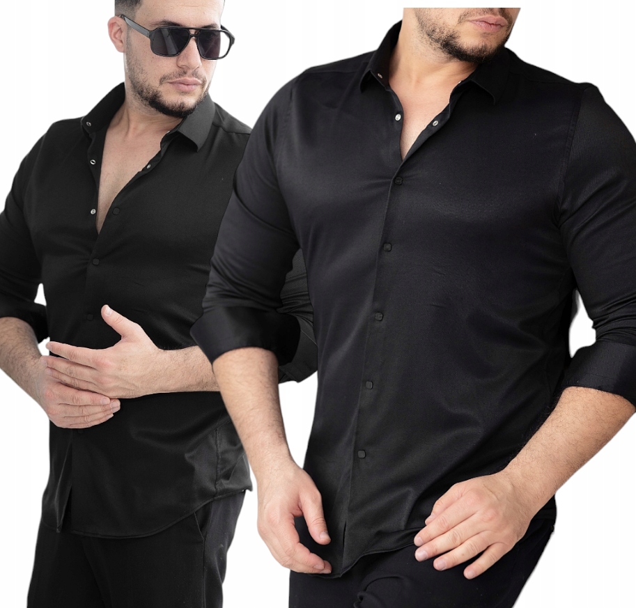 Pánská Košile Hladká Černá Druky M