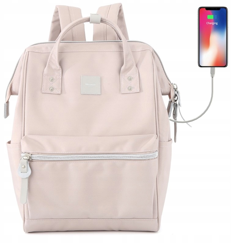 Plecak damski Himawari Sorrel HM1881 na laptopa 13,3 z Usb bladoróżowy