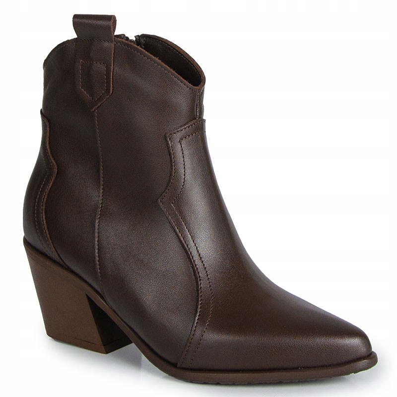Laroni 3855 Hnědé Čokoládové Kožené Kovbojské Boty Kotníkové Boty S Podpatky 40