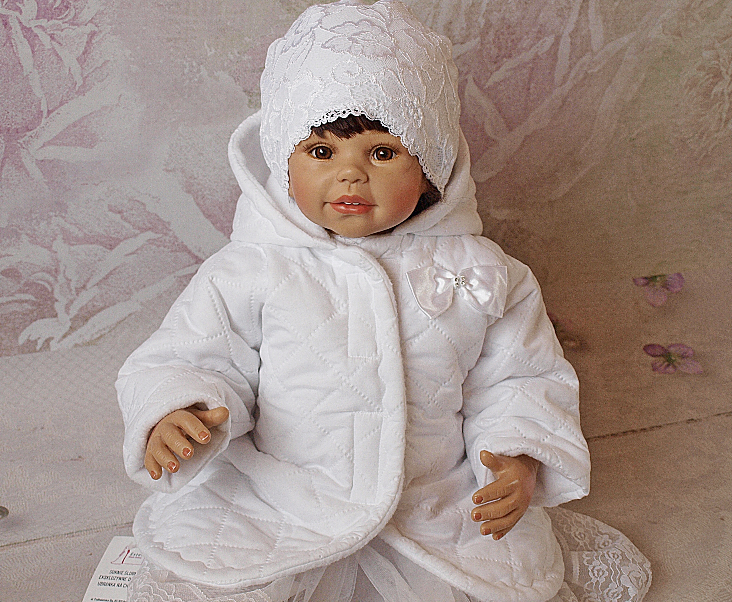 CIEPŁY BIAŁY PIKOWANY PŁASZCZYK DO CHRZTU 74 LUB 80 Marka Inna marka