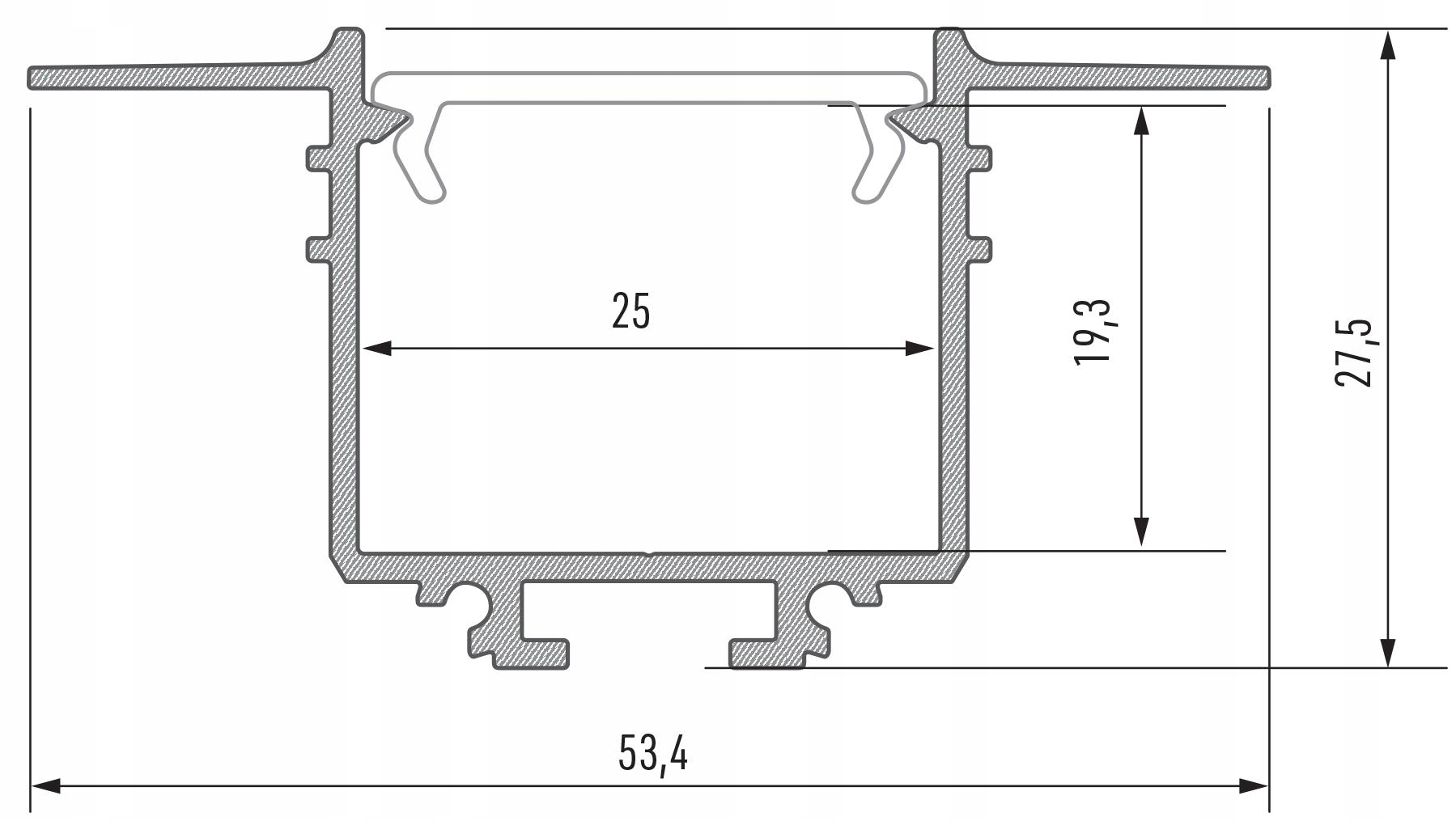 Profil aluminiowy LED do PŁYT GK biały SUBLI 2M Typ profil do LED