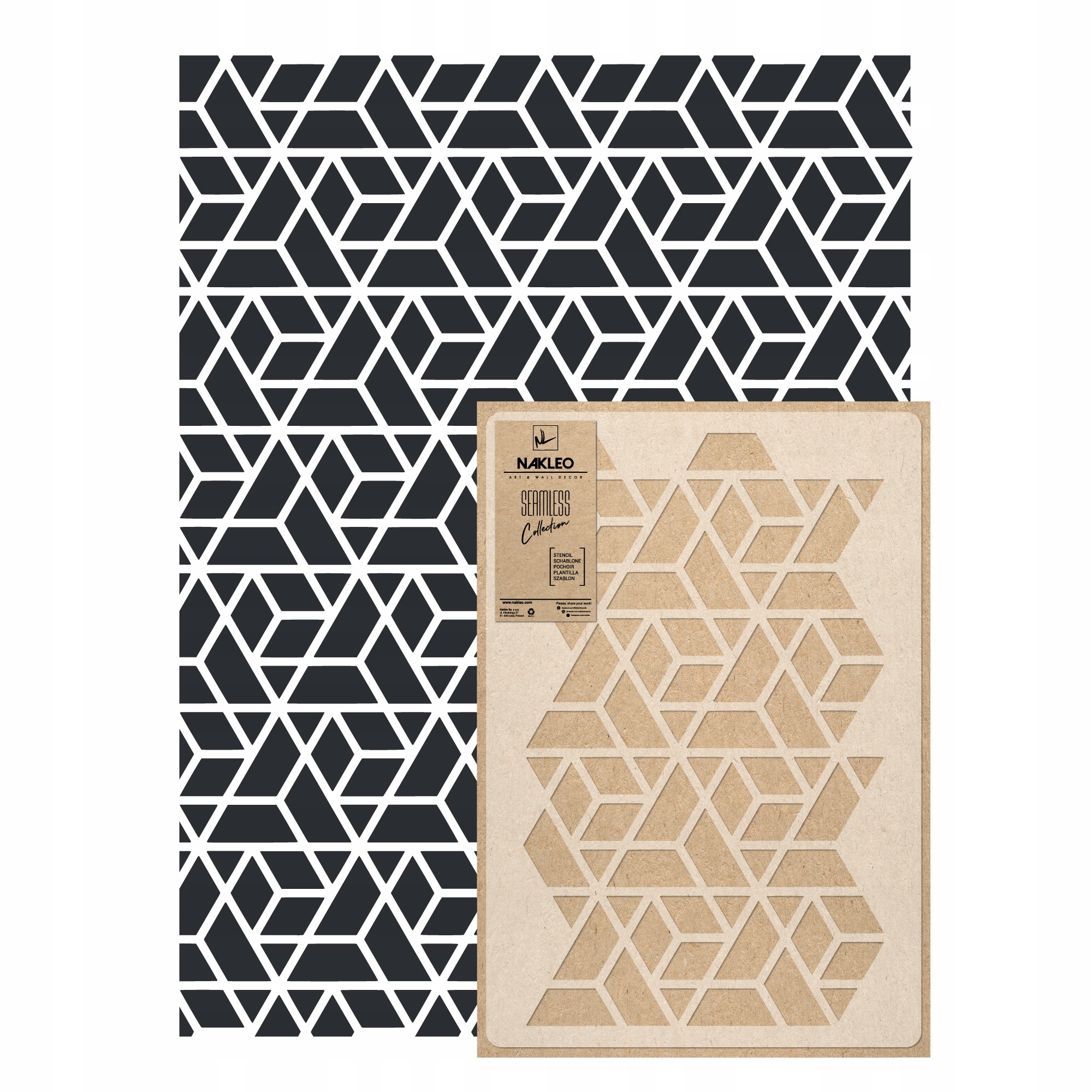 Opakovatelná malířská šablona Opakovaně Použitelný 59x95 cm Tapeta Trojúhelníky Triangular