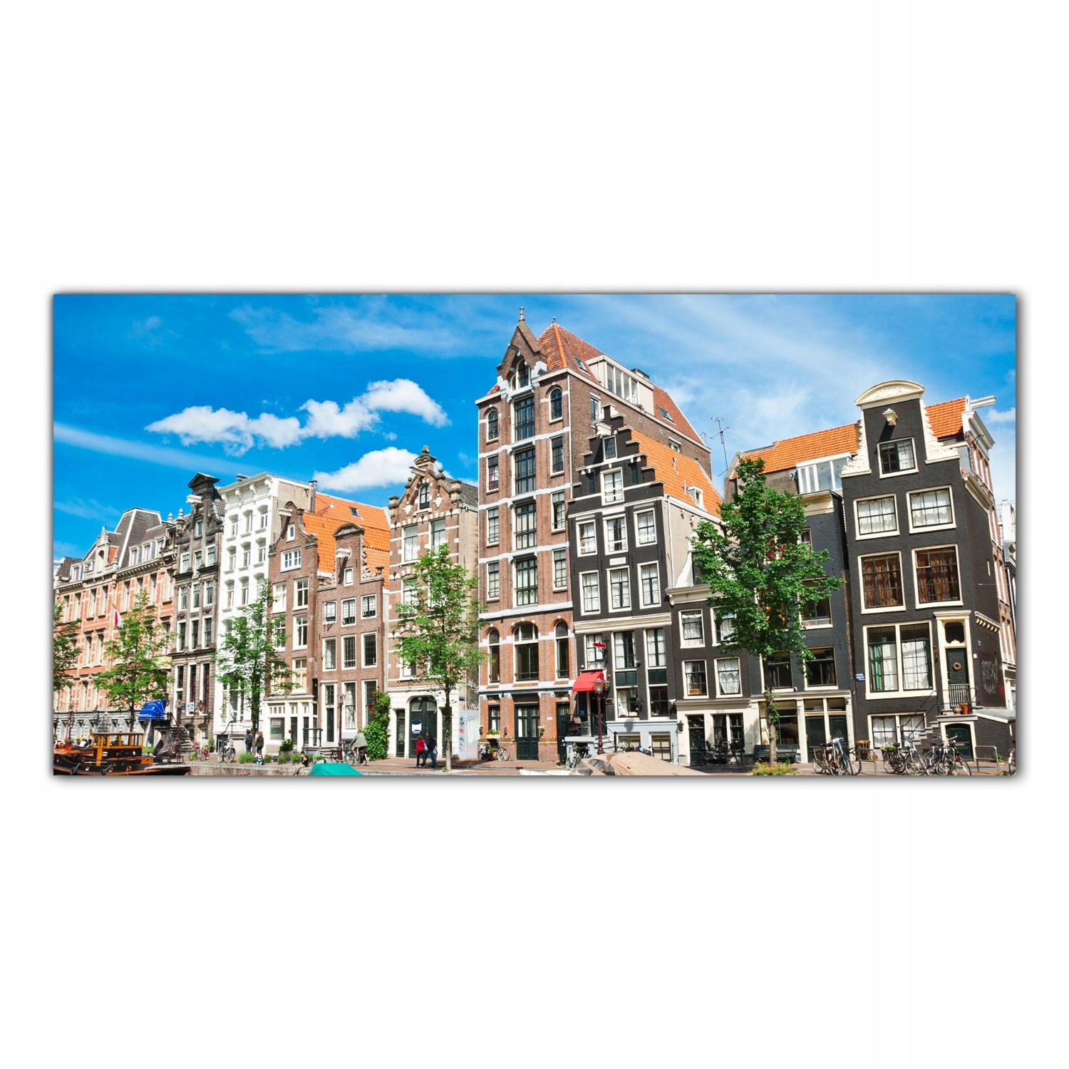 Amsterdam Kanál Domy 100x50 Kuchyňské skleněné panely